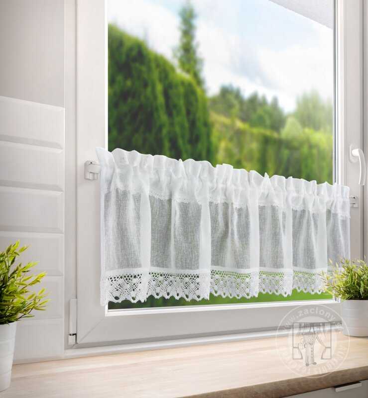 Vitrážová záclona LISA s krajkou biela 150x30cm