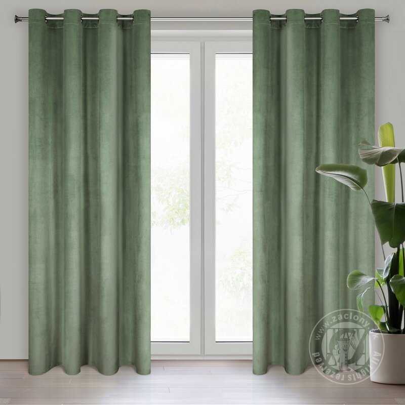 Záves MELANIE na krúžkach tmavý mätový 140x250cm