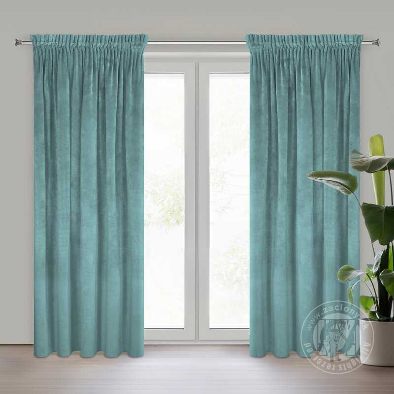 Záves RIA na páske zelenomodrý 140x270cm