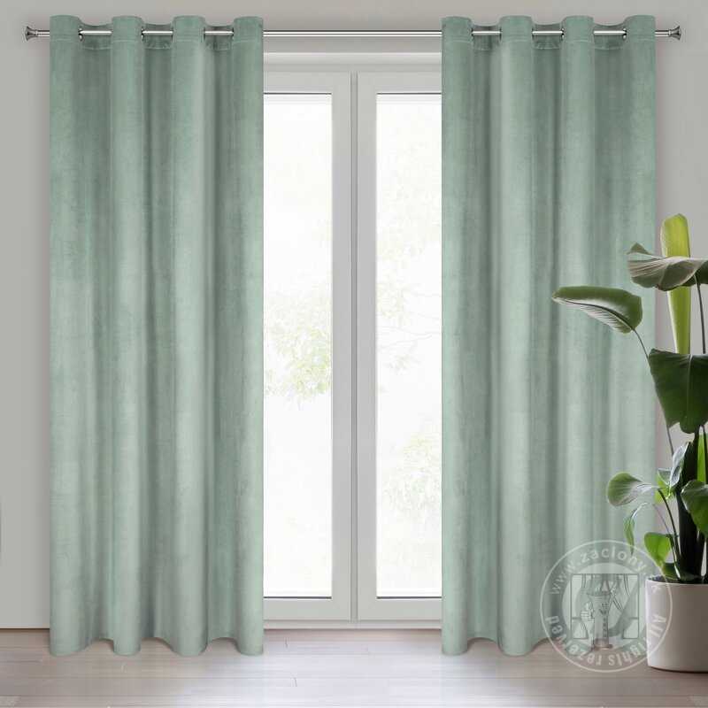 Záves MELANIE na krúžkoch svetlý mätový 140x250cm