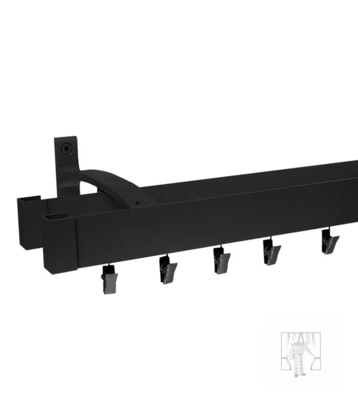 Hliníková garniža LUXOR Čierna so štipcami - Dvojitá