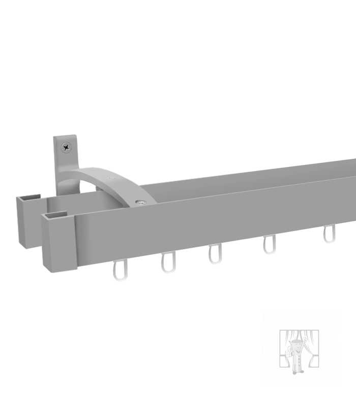 Hliníková garniža LUXOR Inox s háčikmi - Dvojitá