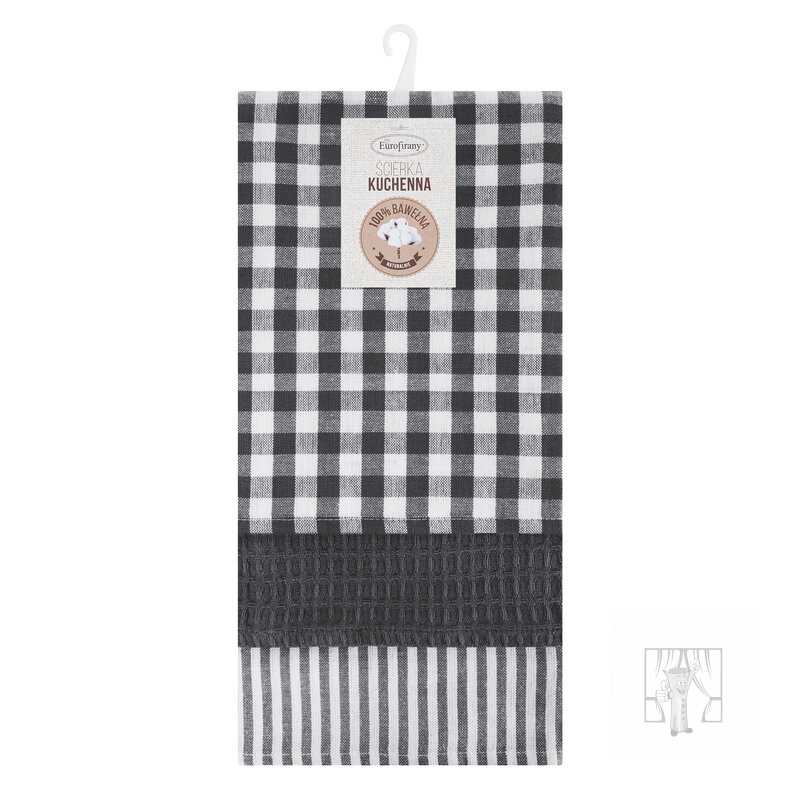 Sada bavlnených kuchynských utierok LUCY 50x70 cm tmavosivé 3ks
