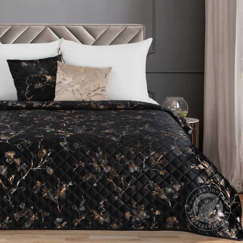 Zamatový prehoz na posteľ BLINK5 200x220 cm čierny