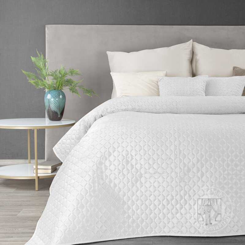 Zamatový prehoz na posteľ DIMON 200x220 cm biely