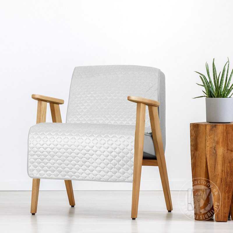 Zamatový prehoz na kreslo DIMON 70x160 cm biely