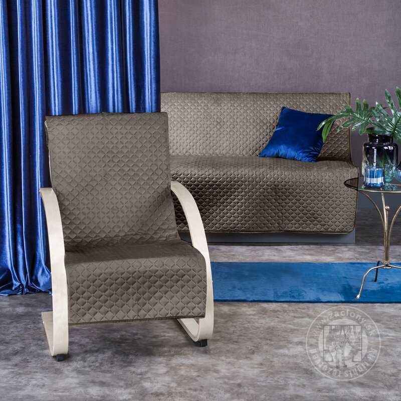 Zamatový prehoz na kreslo DIMON 70x160 cm tmavobéžový