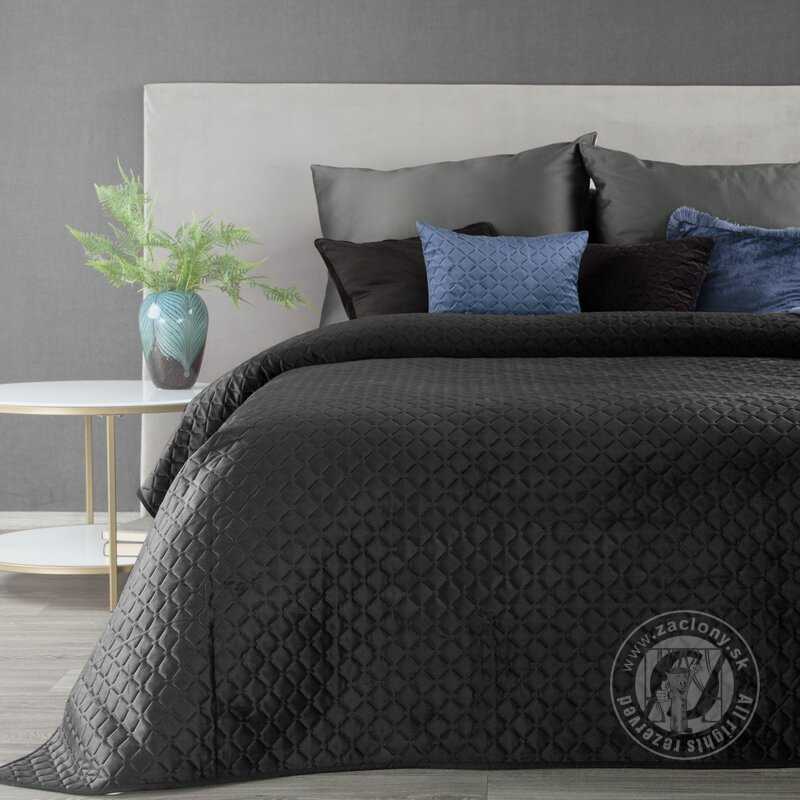 Zamatový prehoz na posteľ DIMON 200x220 cm čierny