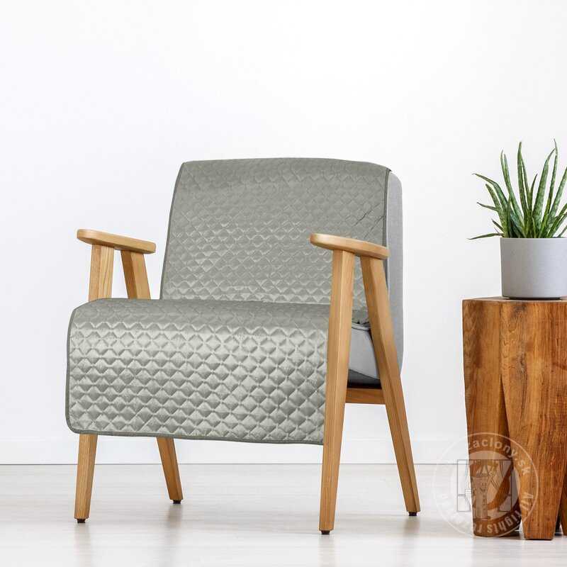 Zamatový prehoz na kreslo DIMON 70x160 cm strieborný