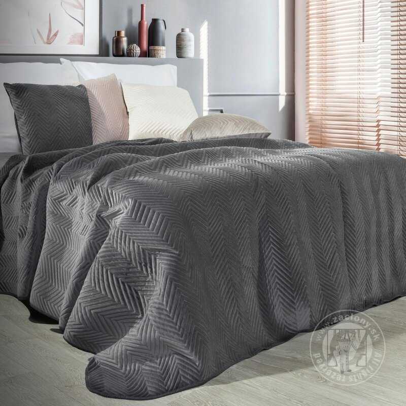 Zamatový prehoz na posteľ SOFIA 200x220 cm grafitový