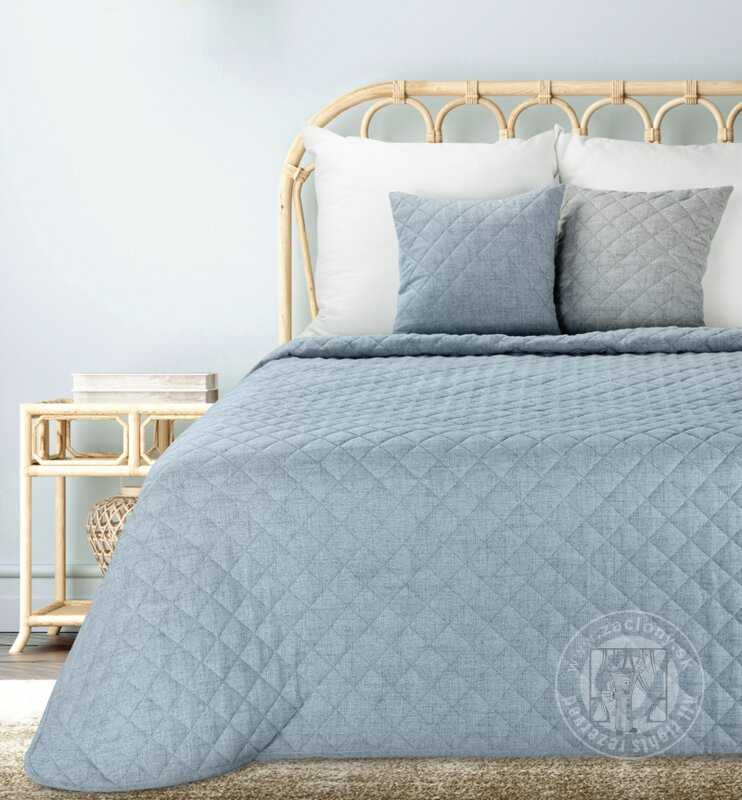 Prehoz na posteľ s ľanovou štruktúrou LEN1 220x240 cm svetlomodrý