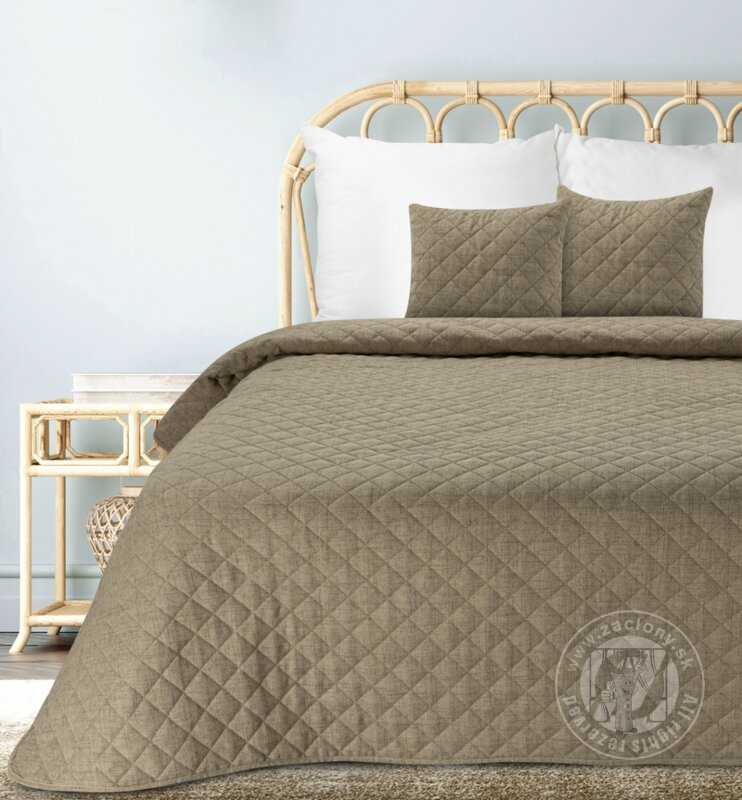 Prehoz na posteľ s ľanovou štruktúrou LEN1 220x240 cm tmavobéžový