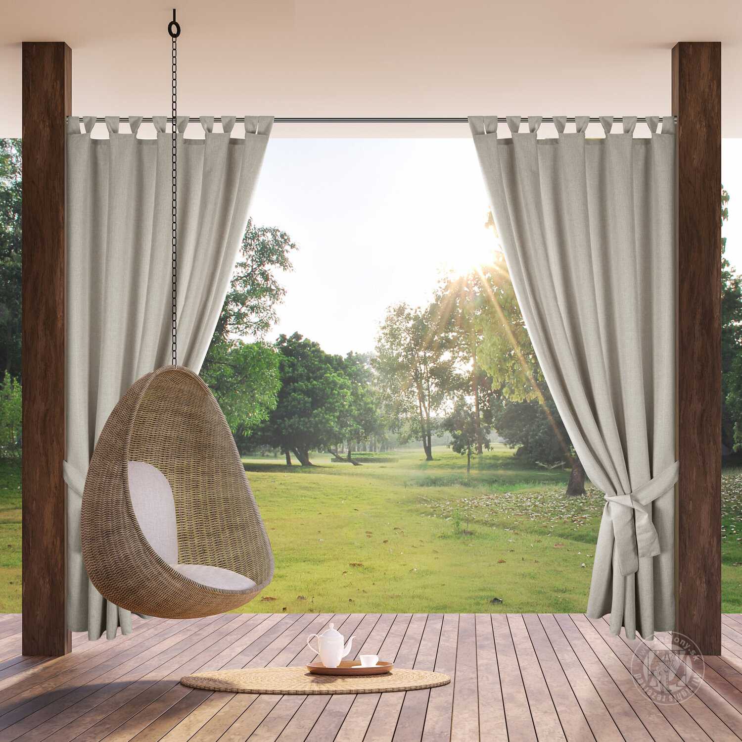 Záves na terasu GARDEN MEL na pútkach 155x260 cm béžový