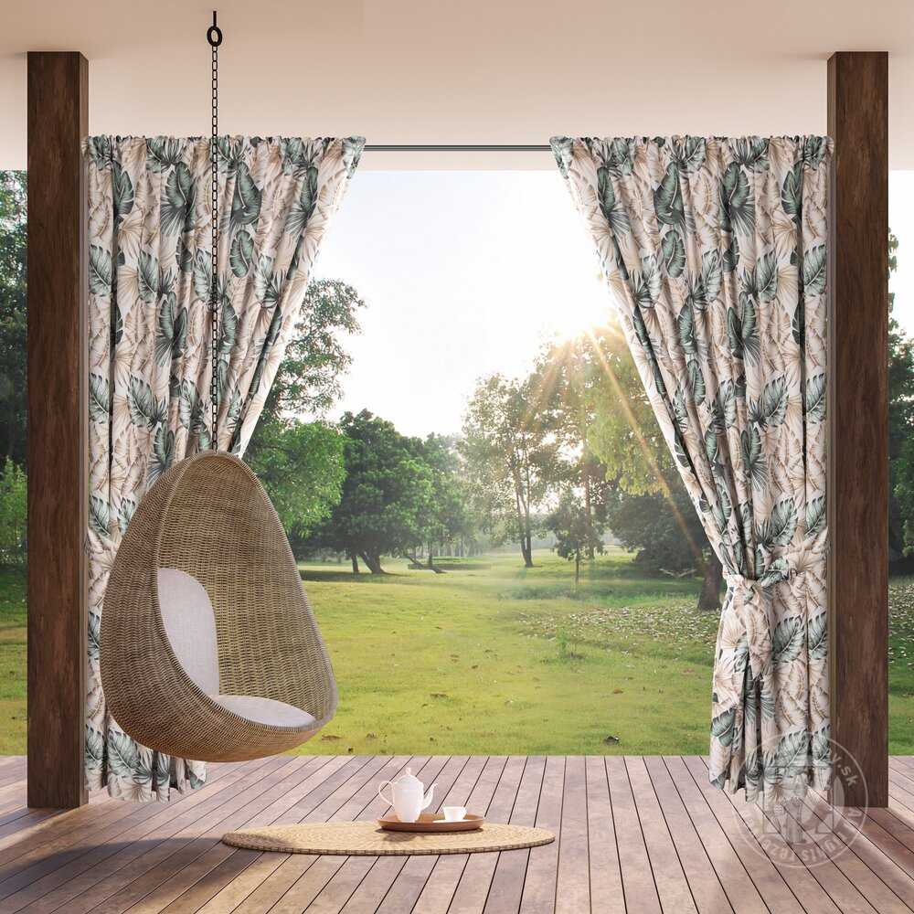 Záves na terasu GARDEN7 s tunelom 155x200 cm zelené listy