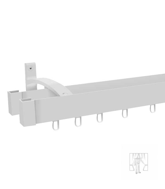 Hliníková garniža LUXOR Biela s háčikmi - Dvojitá