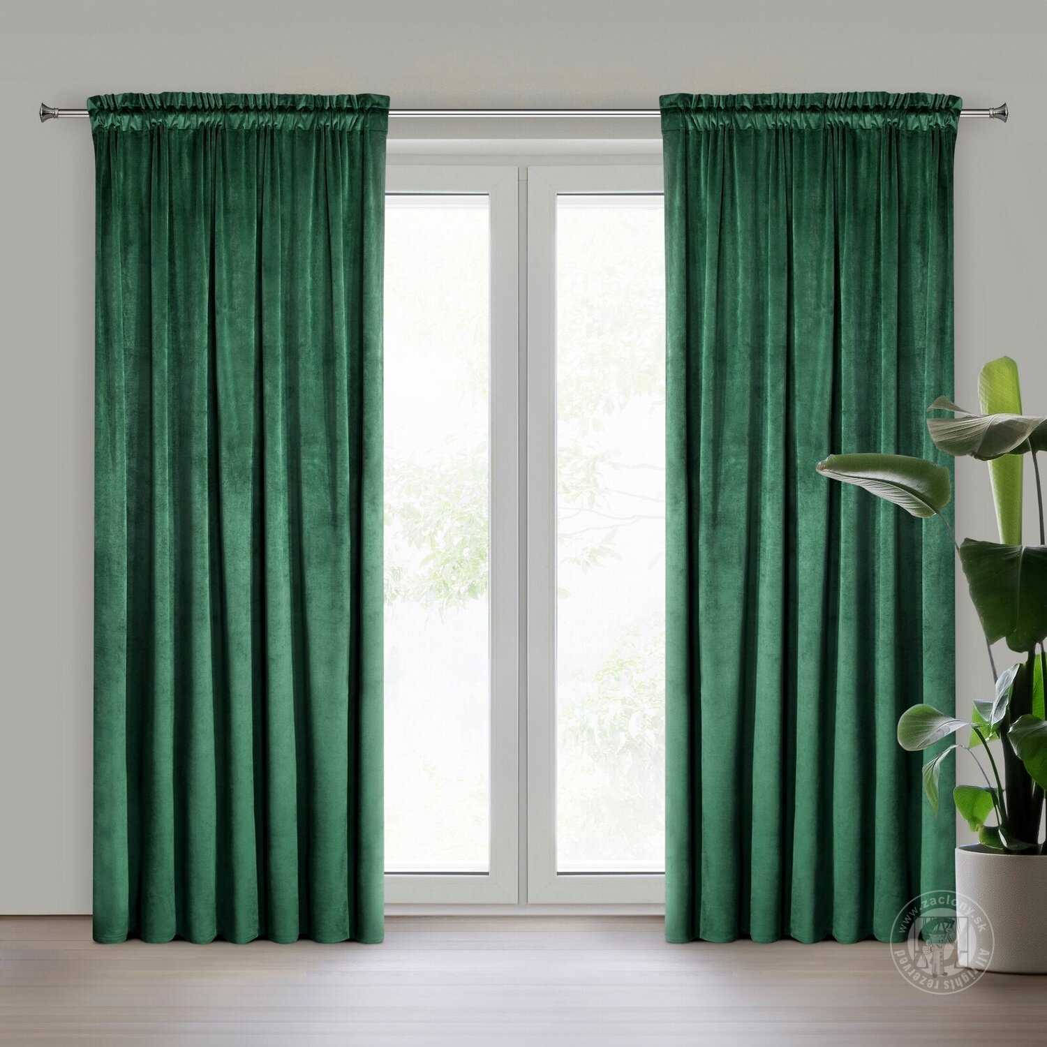 Záves MELANIE na páske fľaškovo zelený 140x270 cm