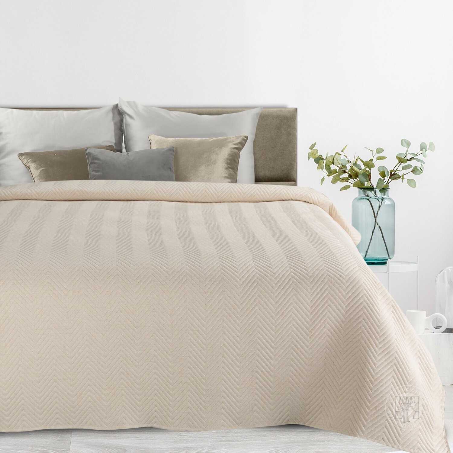 Prehoz na posteľ s ľanovou štruktúrou LEN3 200x220 cm krémový