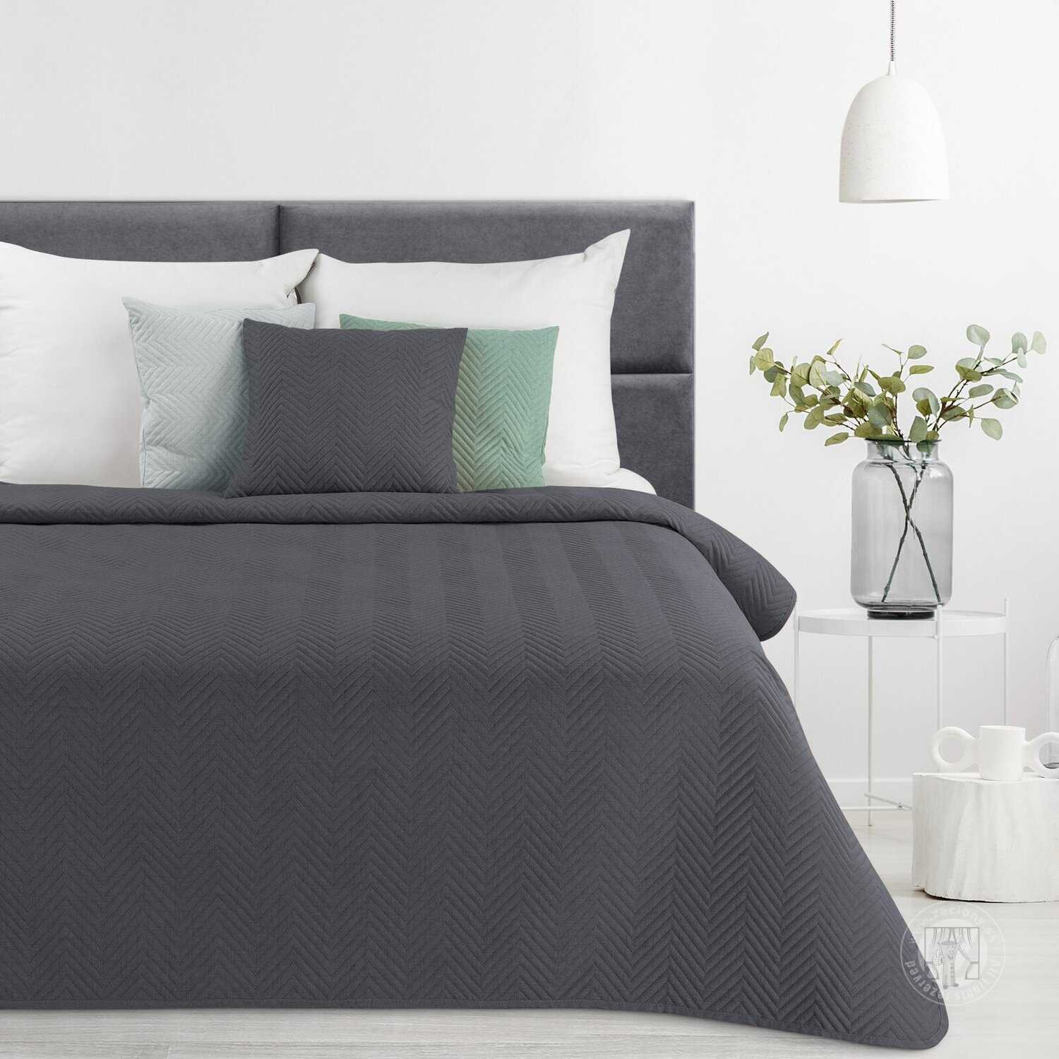 Prehoz na posteľ s ľanovou štruktúrou LEN3 220x240 cm grafitový