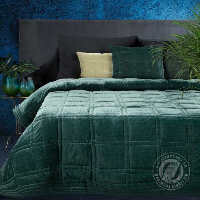 Zamatový prehoz na posteľ PREMIUM KRISTIN 220x240cm tmavý mätový