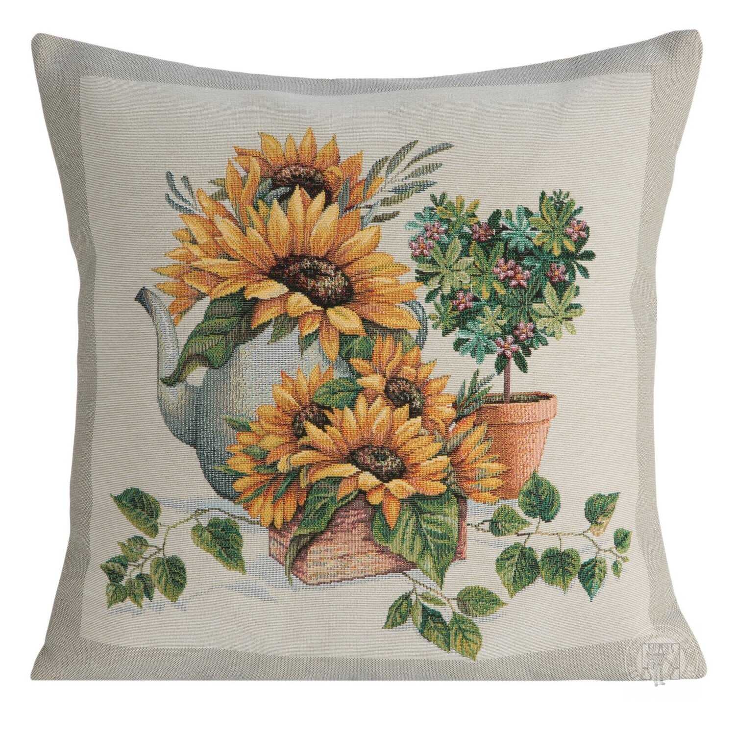 Gobelínová obliečka na vankúš 45x45cm so slnečnicami