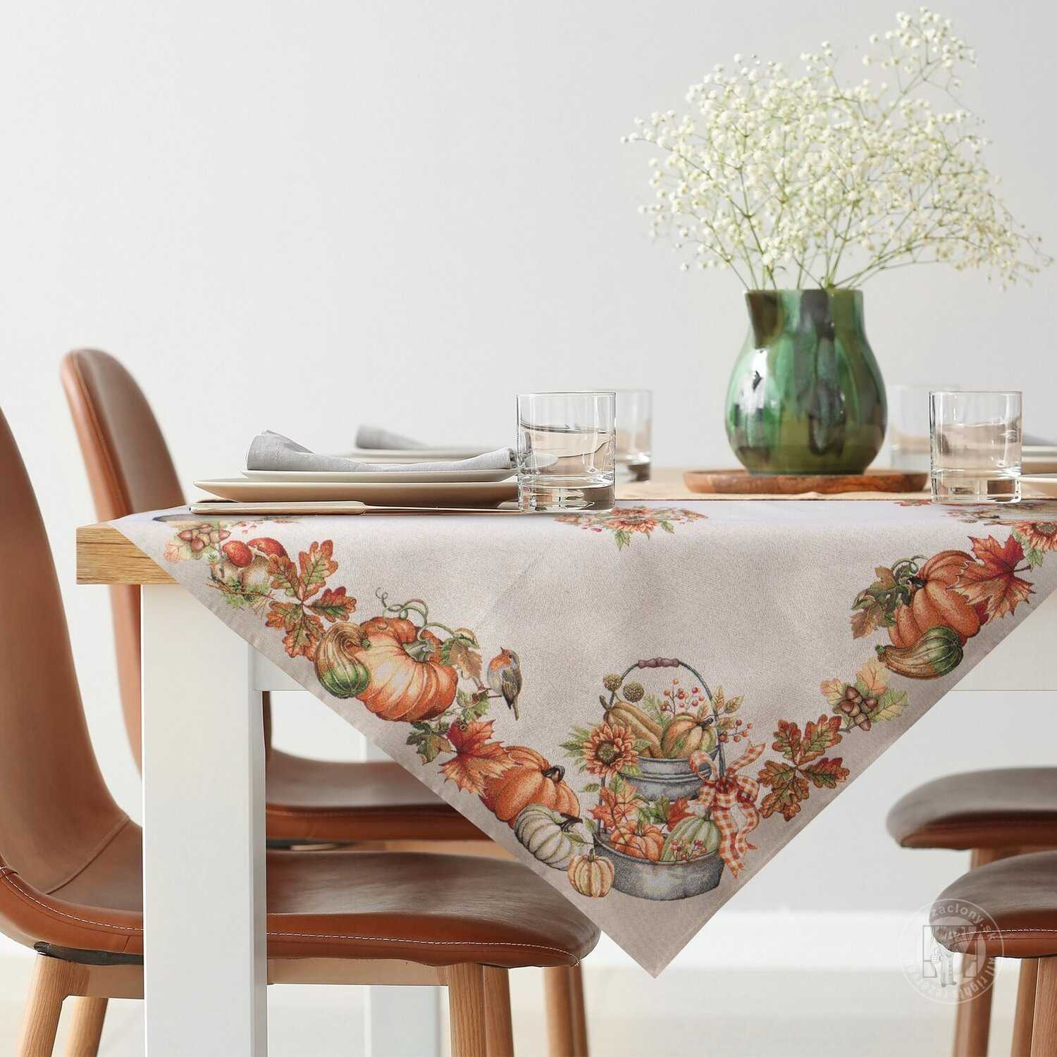 Gobelínový obrus 140x180cm s tekvicami a vtáčikmi