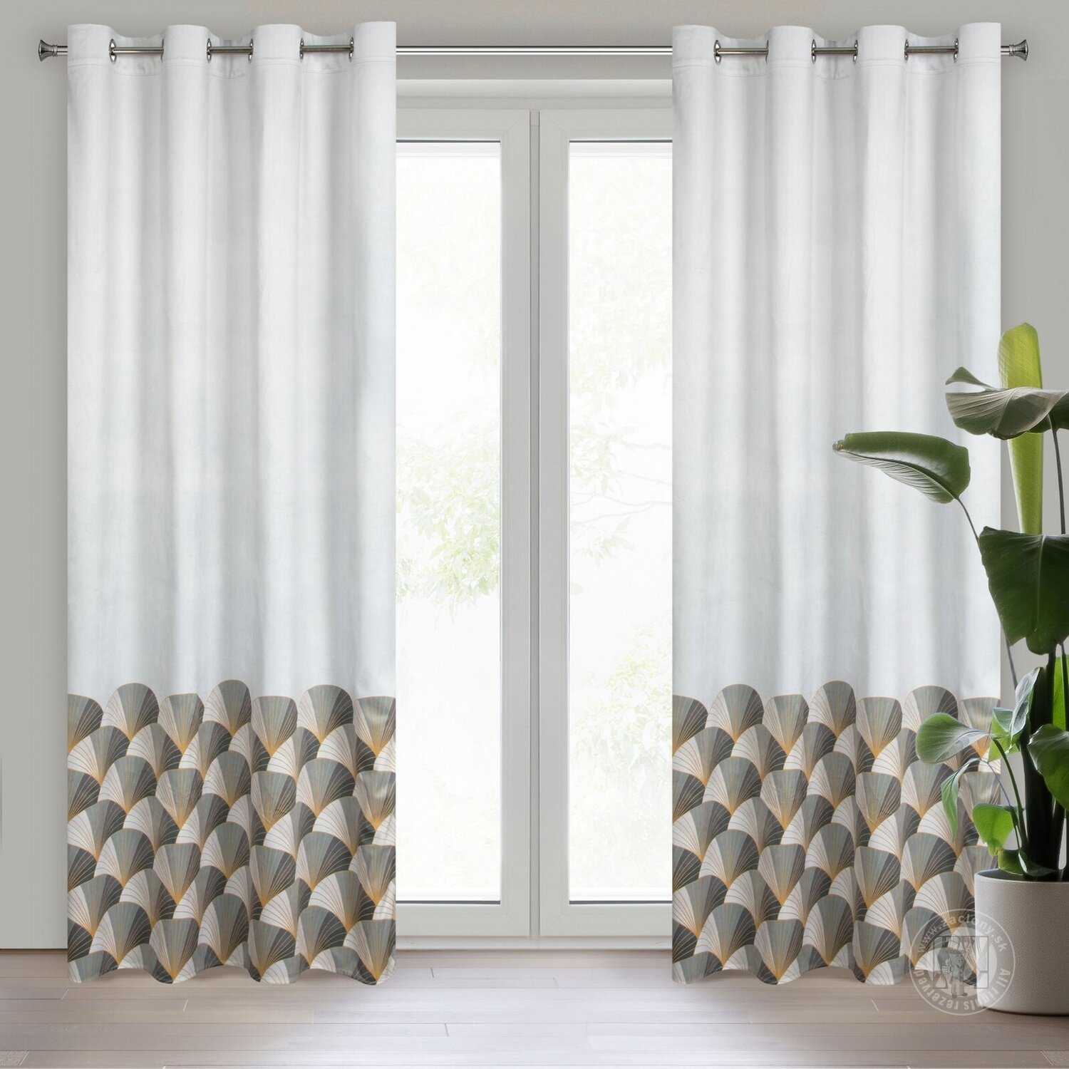 Záves GINA na krúžkoch 140x250 cm biely/sivý