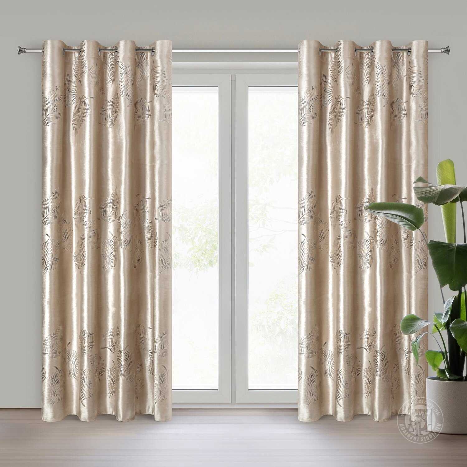 Záves IDALIA na krúžkoch 140x250 cm béžový/zlatý