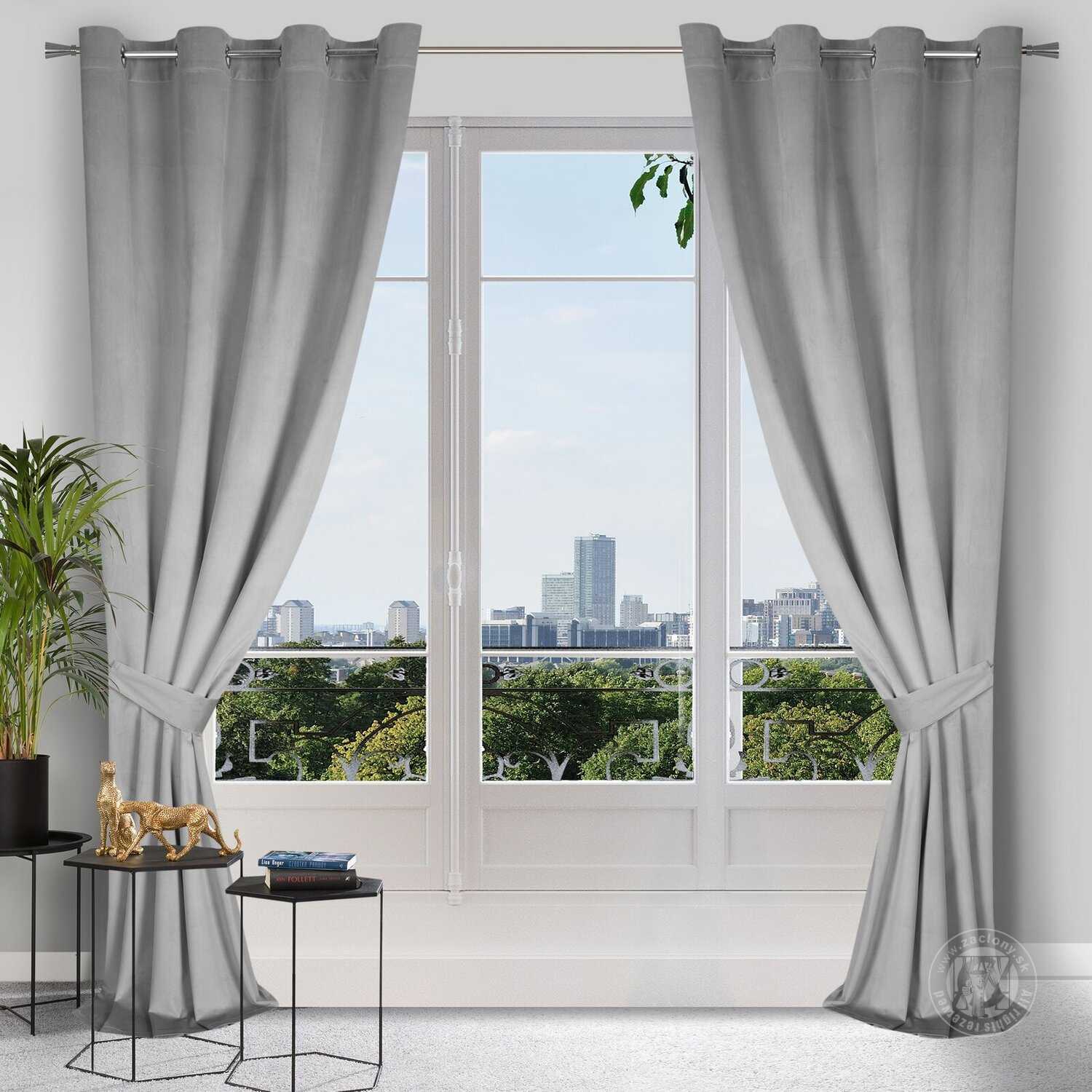 Záves CARMEN na krúžkoch s úchytkou 140x270 cm sivý