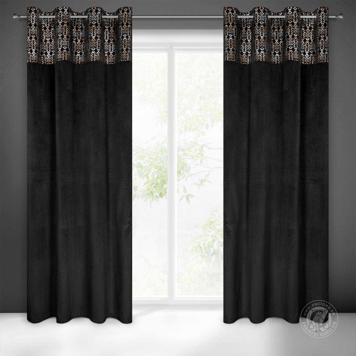 Záves LIZA na krúžkoch 140x250 cm čierny/zlatý