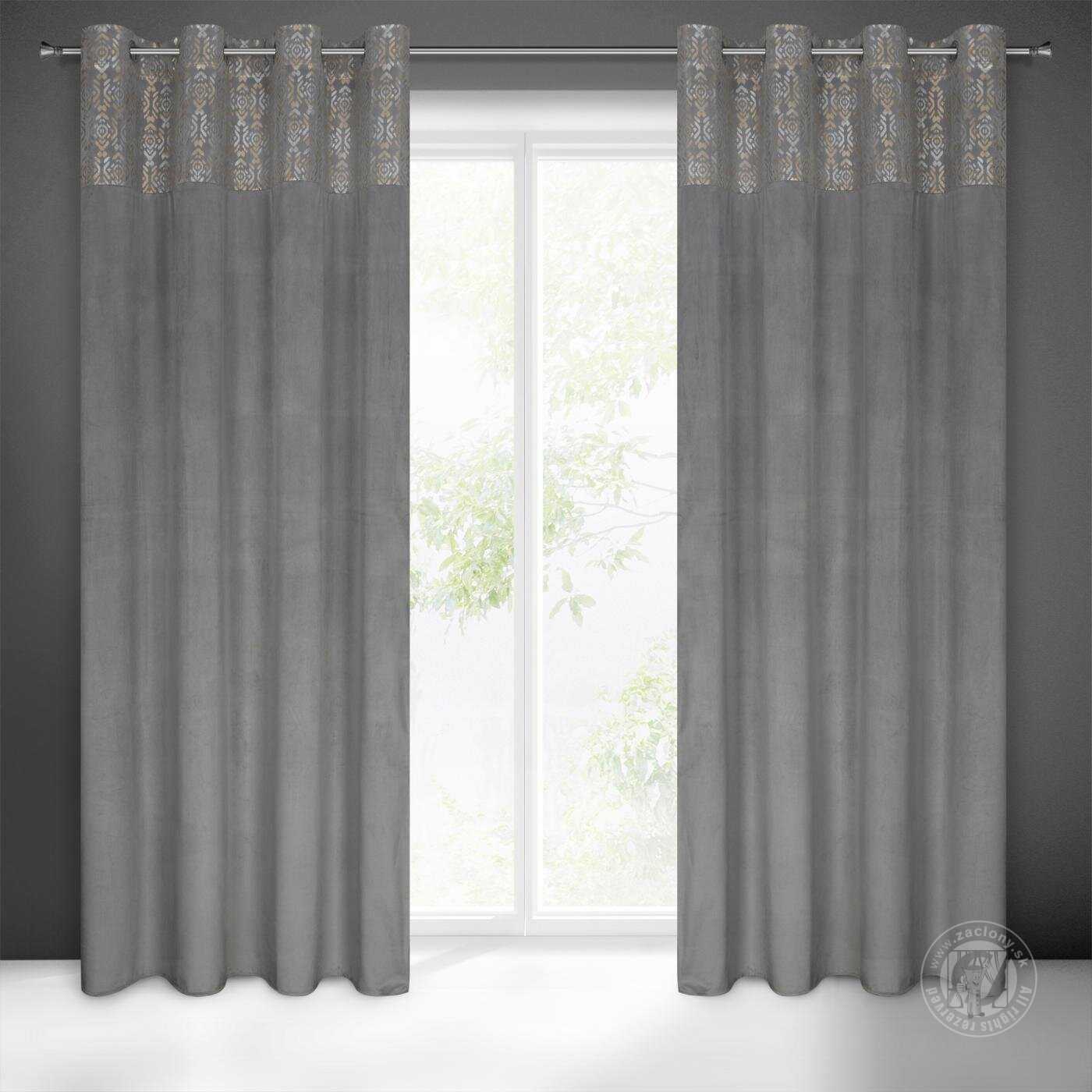 Záves LIZA na krúžkoch 140x250 cm oceľový/zlatý