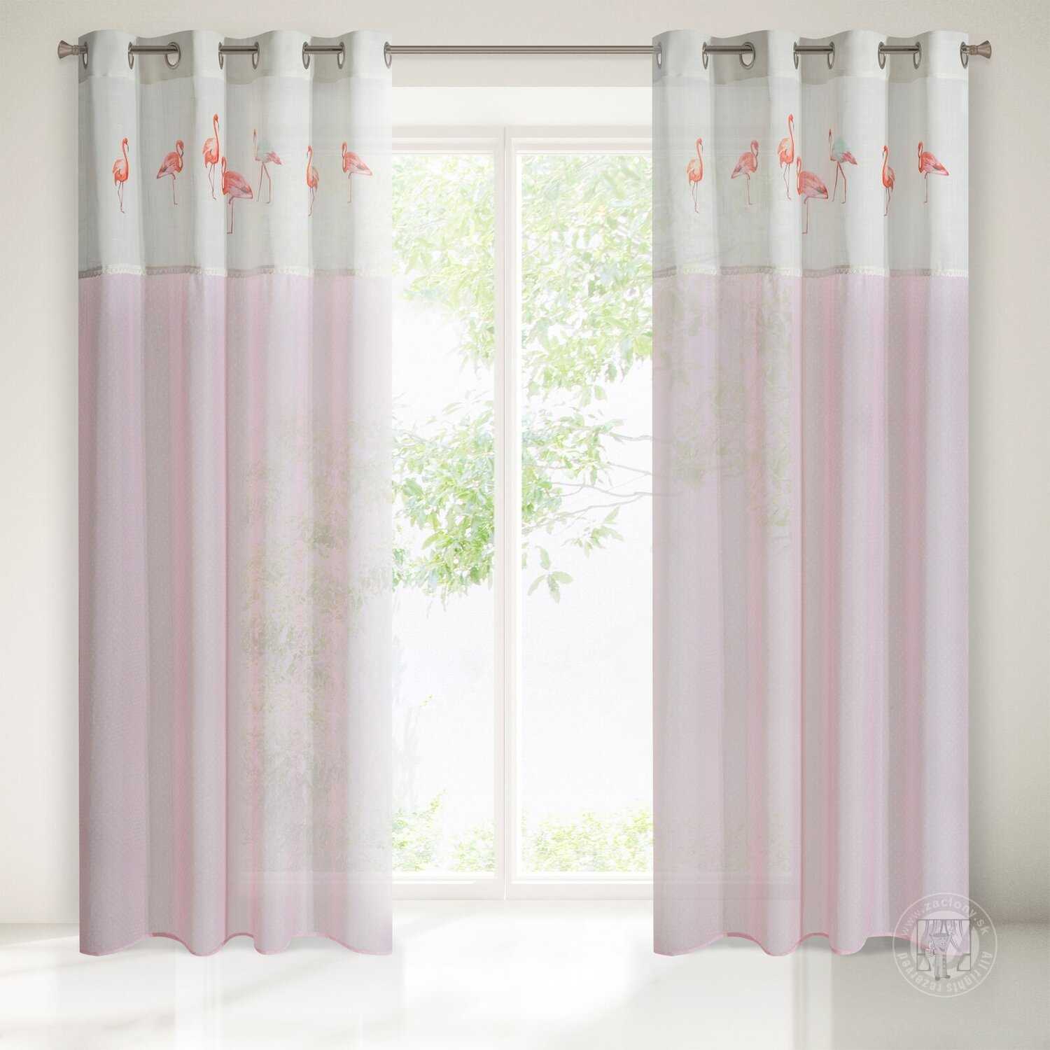 Záves FLAMINGO na krúžkoch 140x250 cm ružový/biely