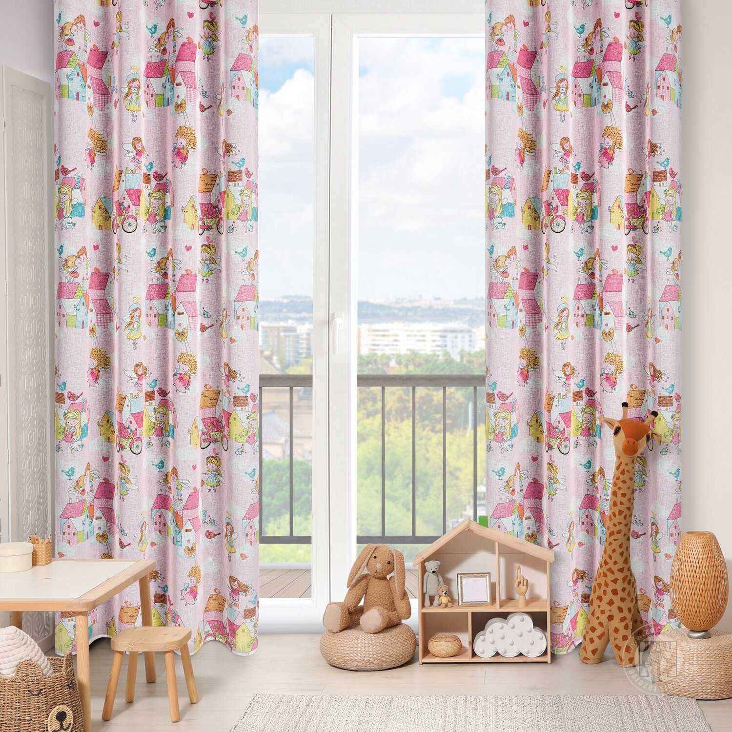 Záves POLLY na krúžkoch 140x250 cm ružový/farebný