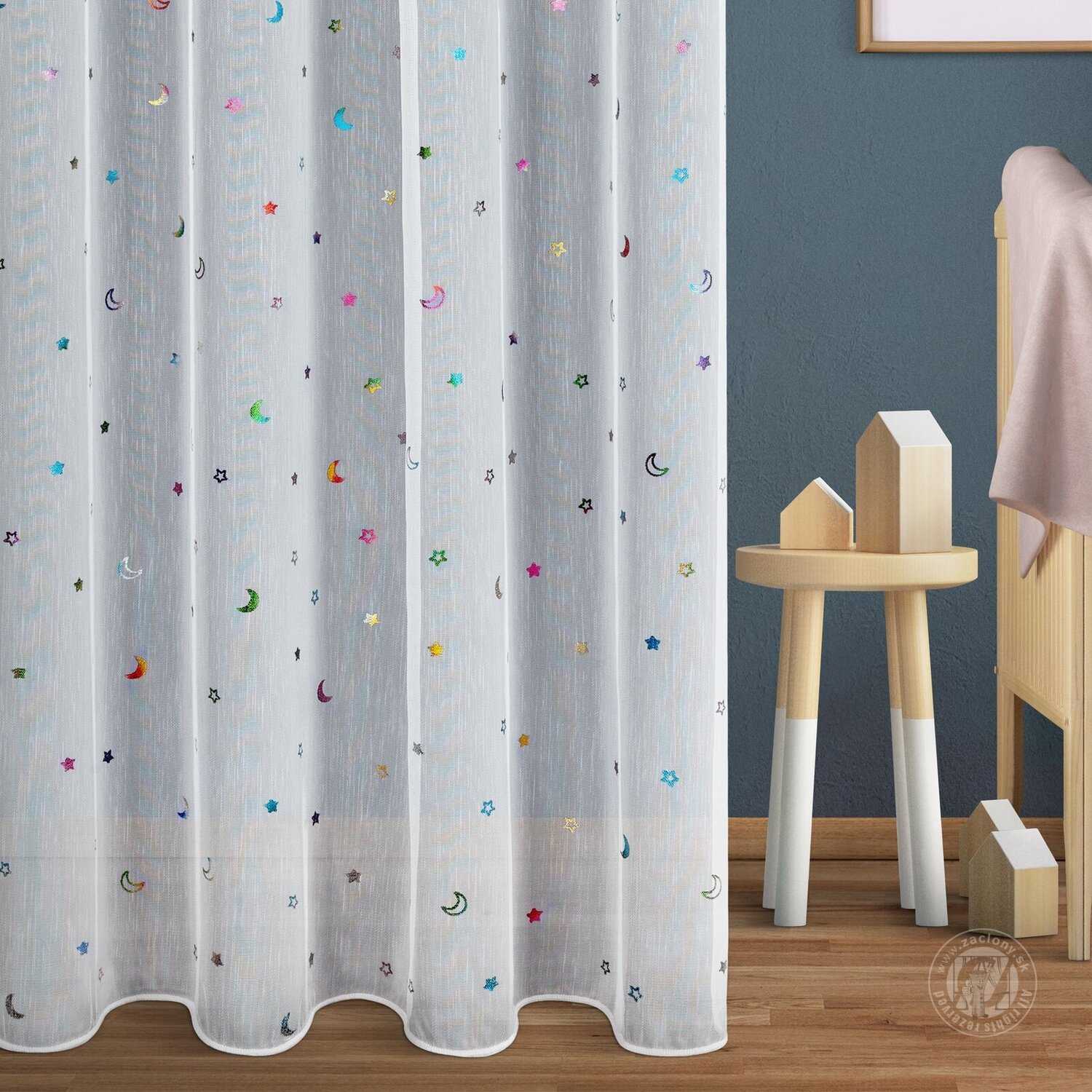 Záclona metráž ADEN/ETA biela s hviezdami 300cm