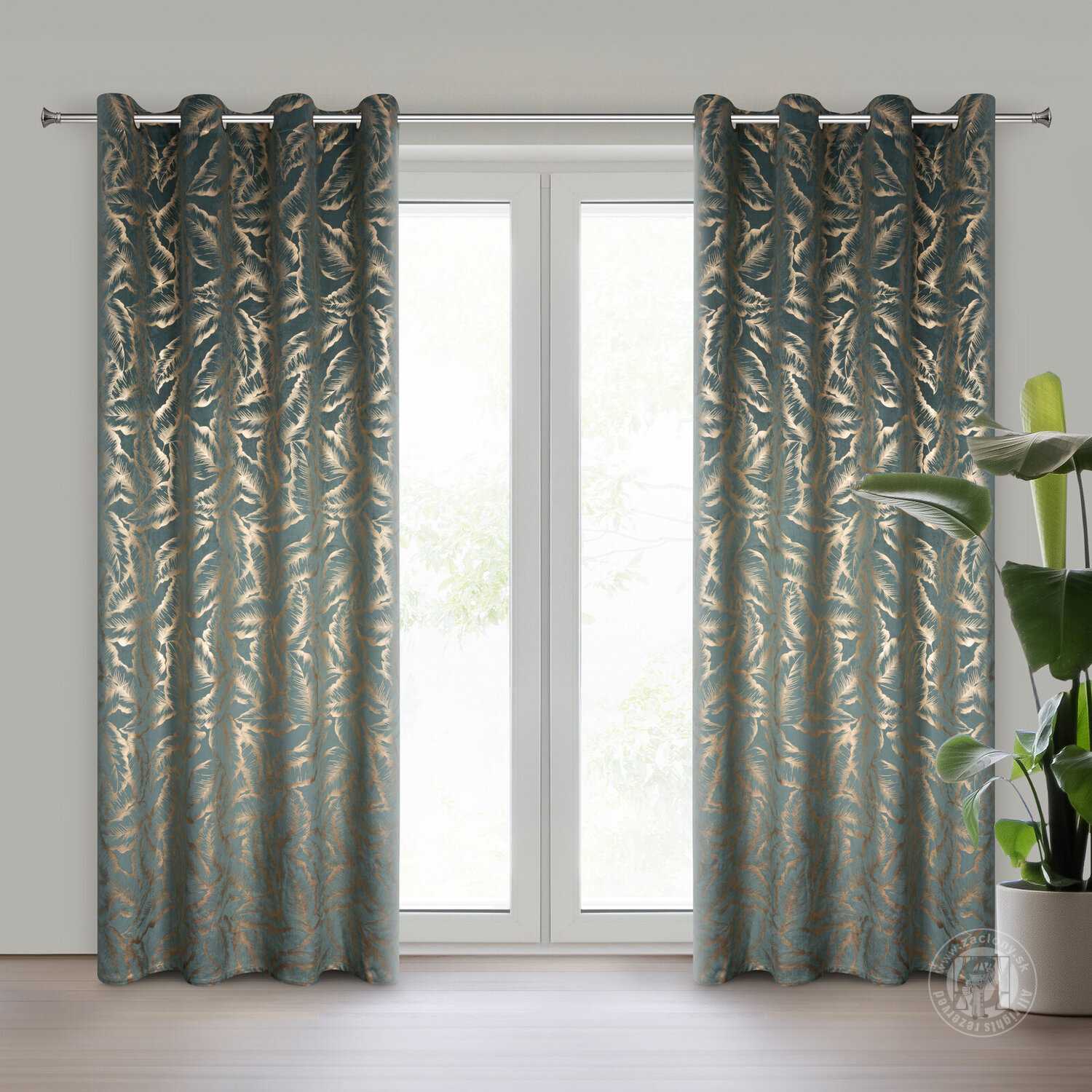 Záves MILENA na krúžkoch 140x250 cm mätový/šampanský