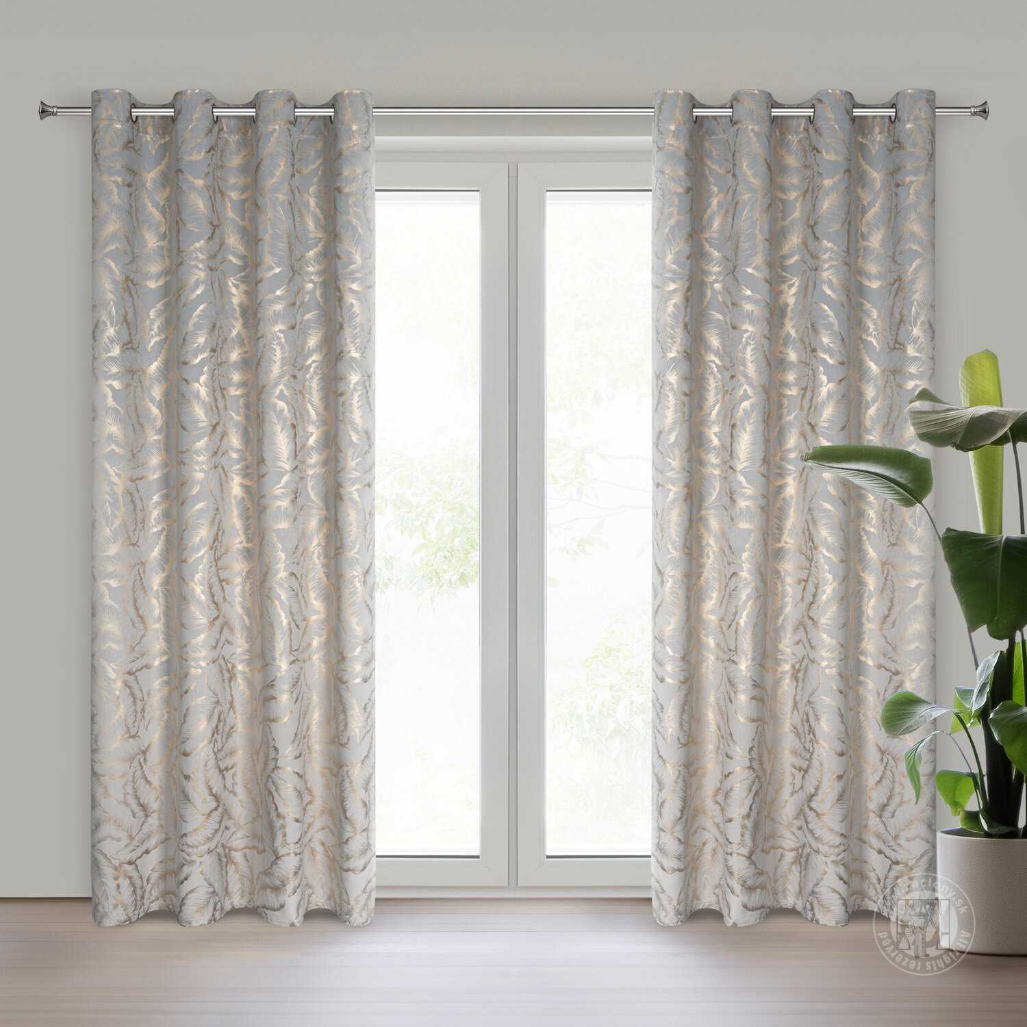 Záves MILENA na krúžkoch 140x250 cm strieborný/šampanský