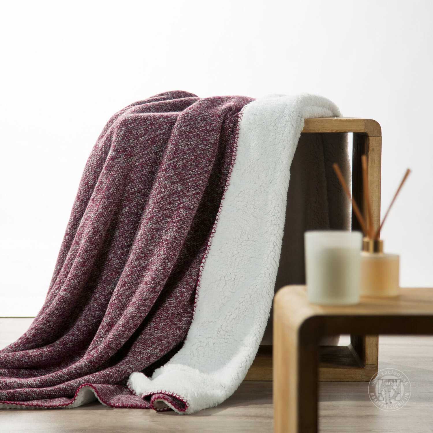 Deka obojstranná PANDA 150x200cm bordová/biela