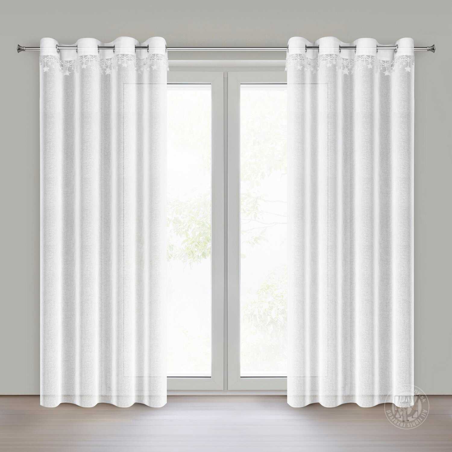 Vianočná záclona XMAS na krúžkoch 140x250cm biela