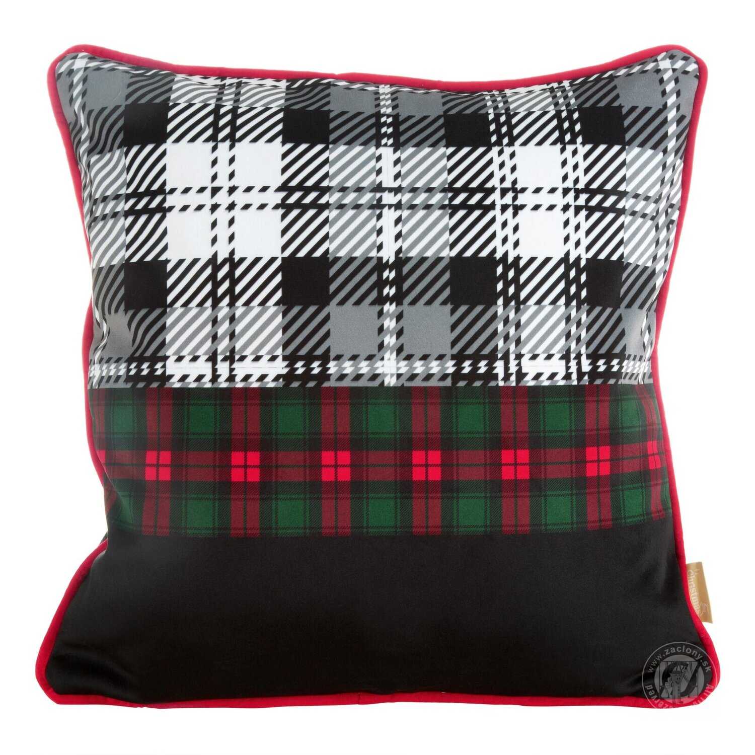 Vianočná obliečka na vankúš SANTA 45x45cm čierna/červená