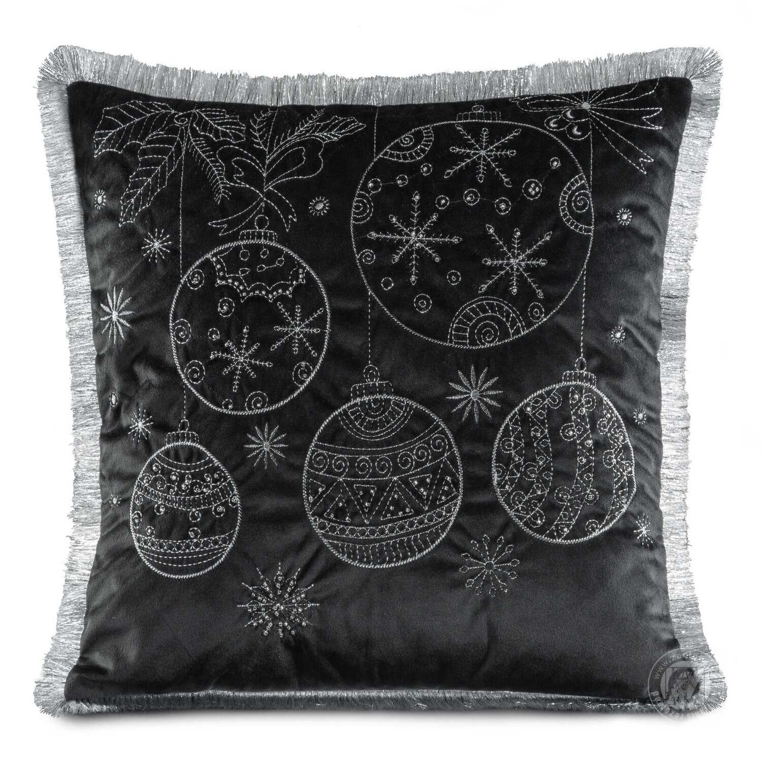 Vianočná obliečka na vankúš s výšivkou 45x45cm čierna/strieborná