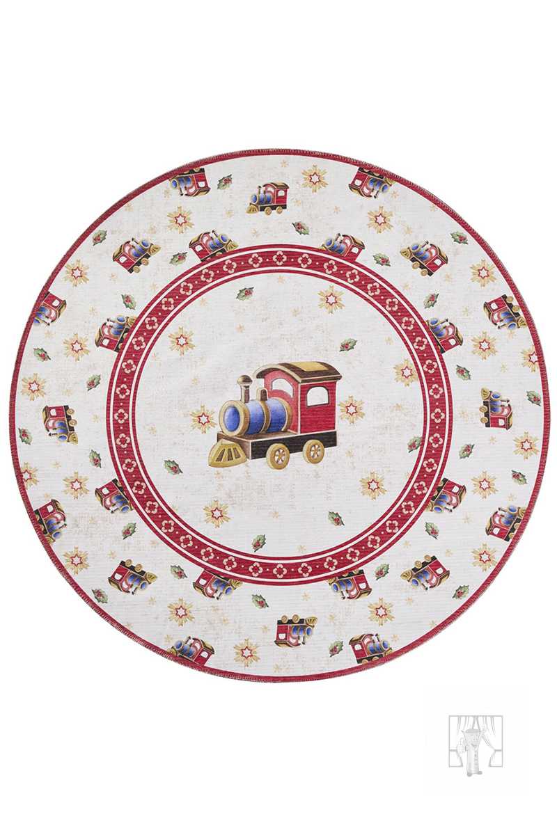 Kruhový kusový koberec Villeroy & Boch Toy`s Delight Limited Edition 106276 Cream Red, bez vlasu