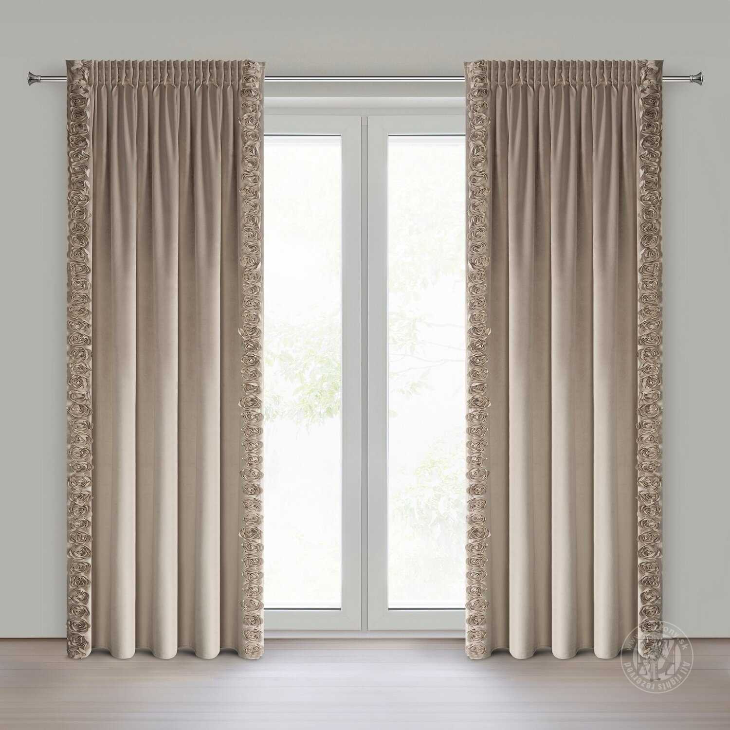 Záves ROSES na páske 140x270cm tmavobéžový