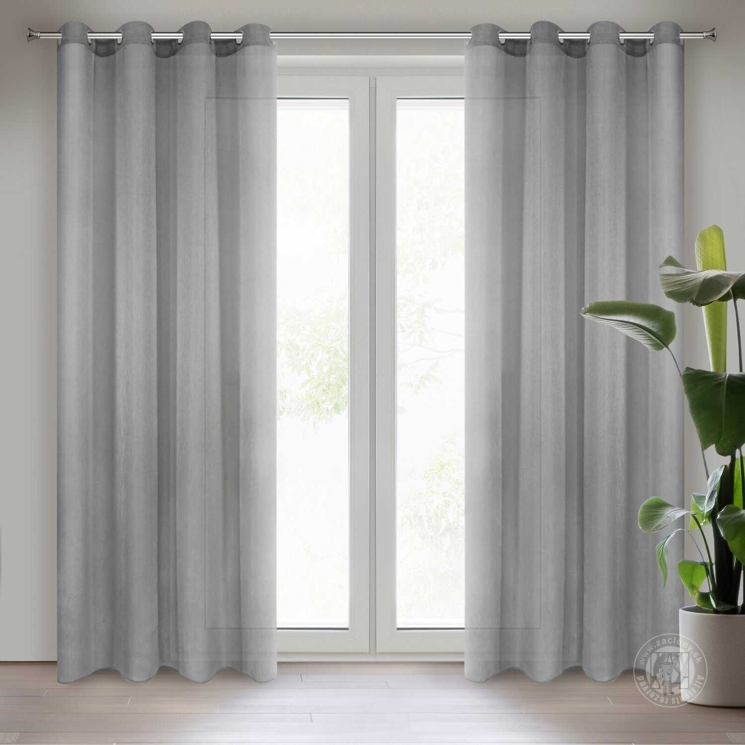 Záclona REBECCA na krúžkoch oceľová 140x250cm