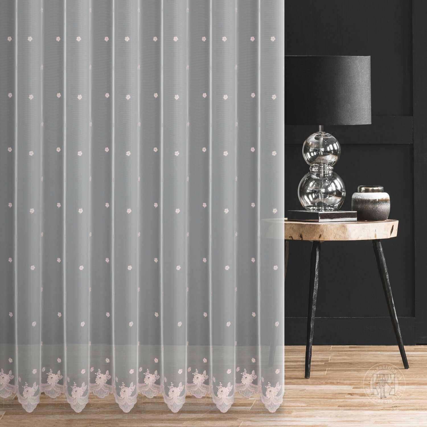 Záclona metráž 2445 biela/púdrová 280cm