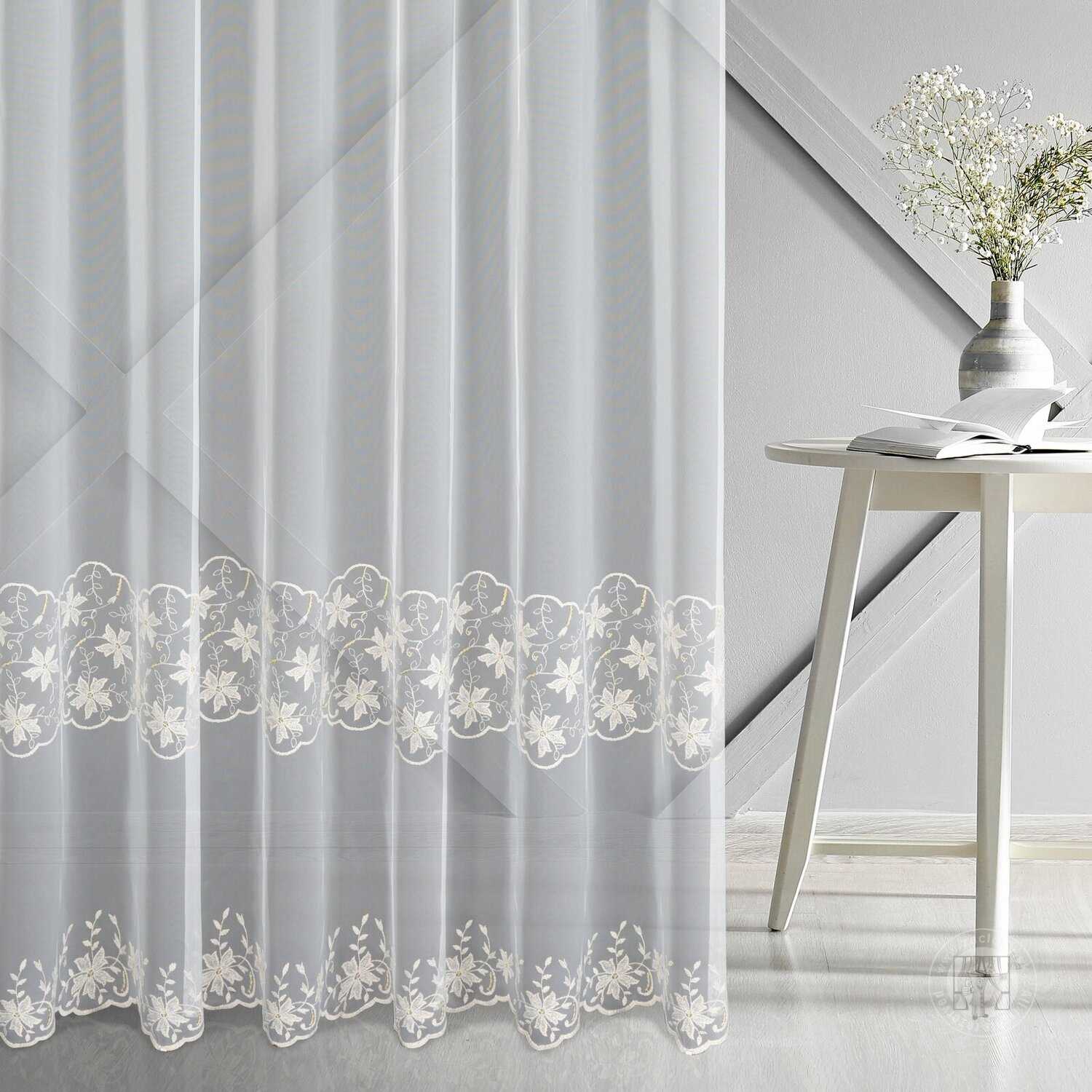 Záclona metráž 34403 biela/zlatá 280cm