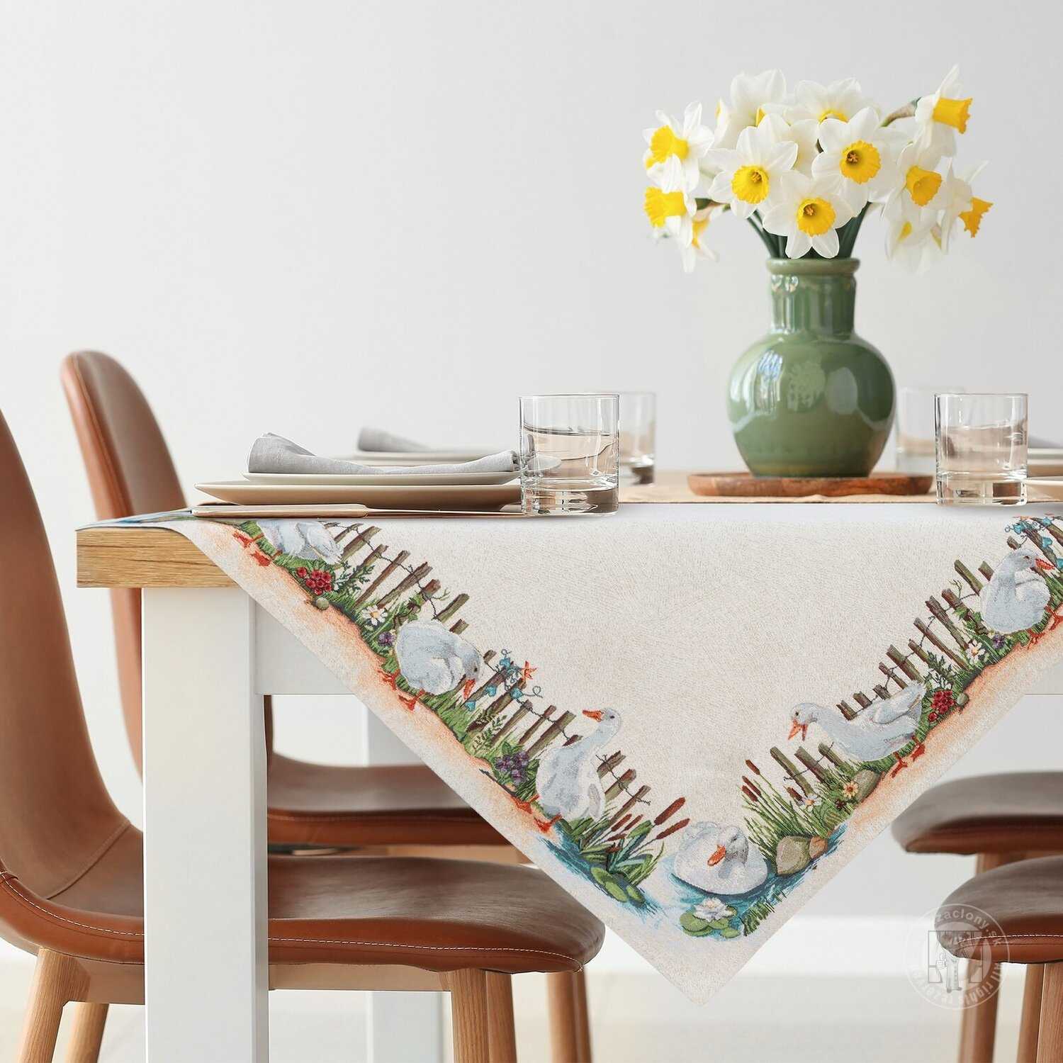 Veľkonočný gobelínový obrus 4097 100x100cm naturálny