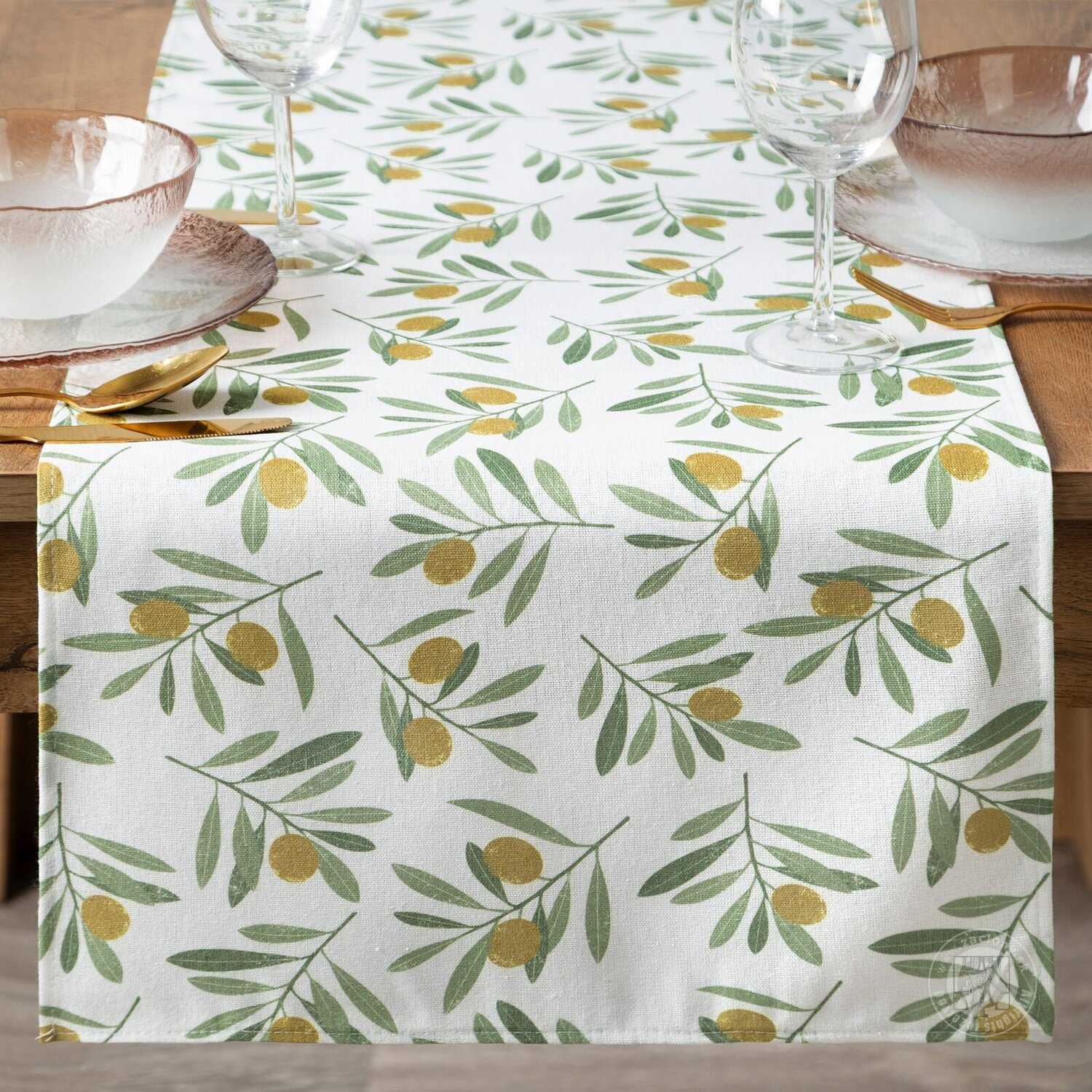 Obrus ERIN biely/zelený