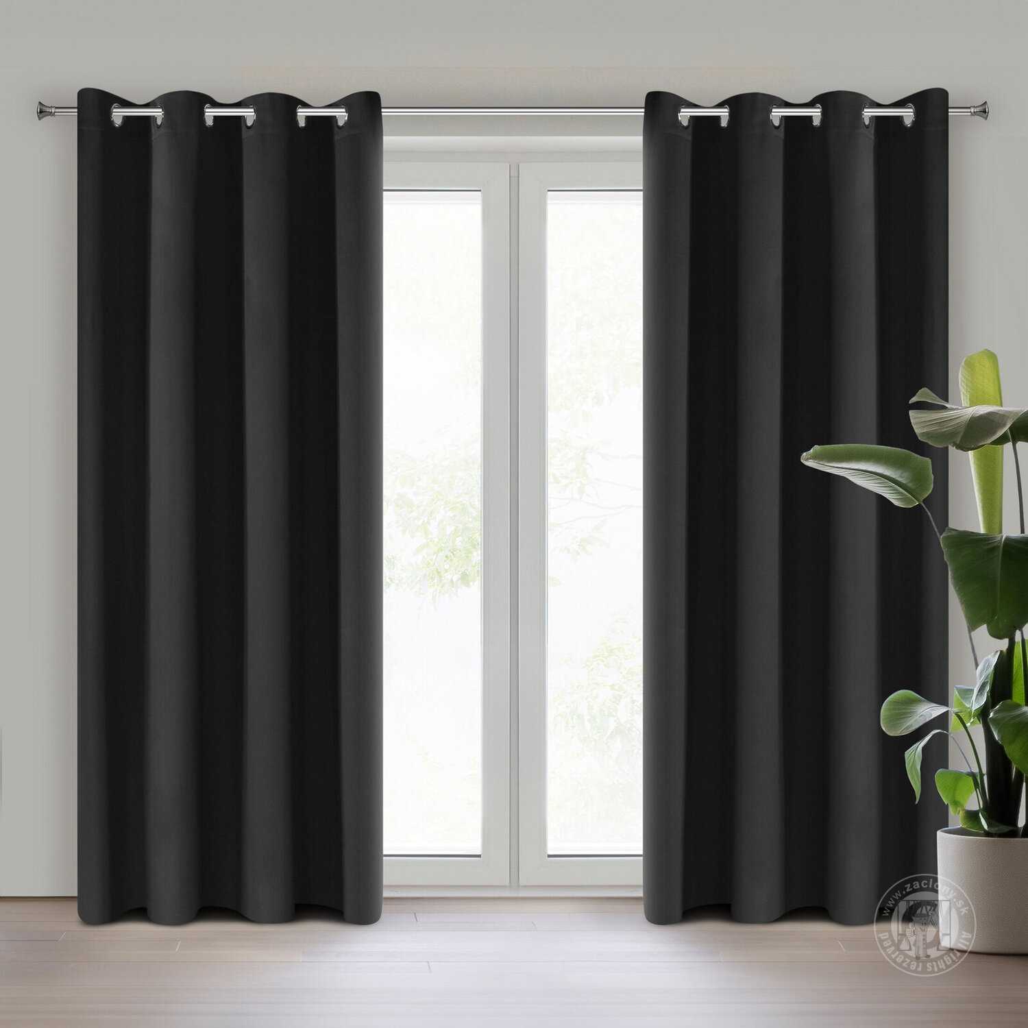 Záves NERISA na krúžkoch 140x250cm čierny