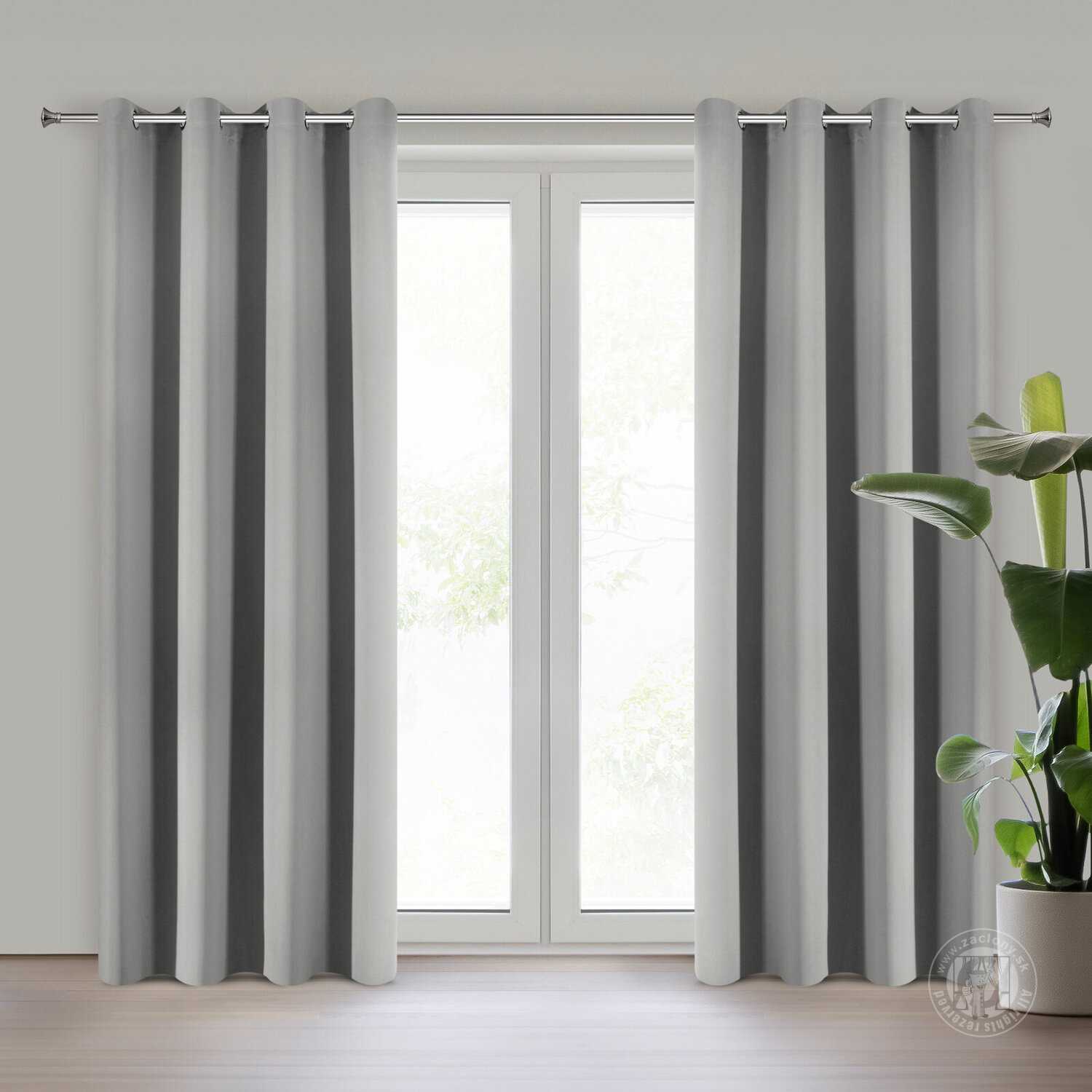 Záves NERISA na krúžkoch 140x250cm strieborný