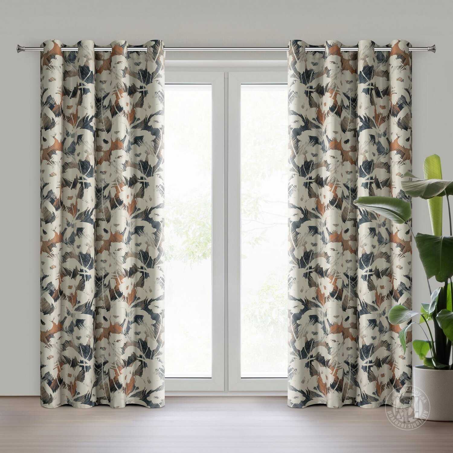 Záves AMBRA na krúžkoch 140x250cm béžový/granátový