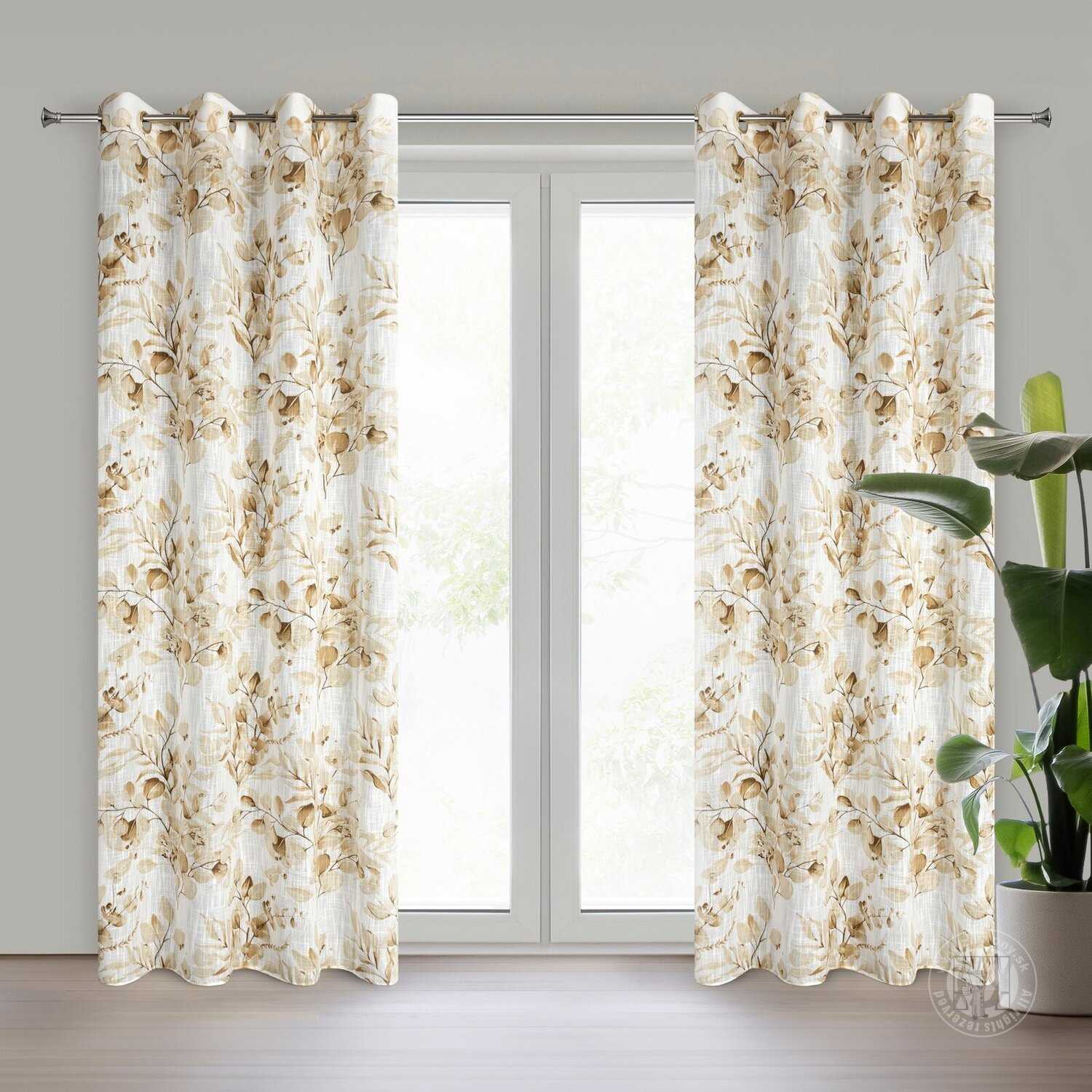 Záves ADENA na krúžkoch 140x250cm béžový/zlatý